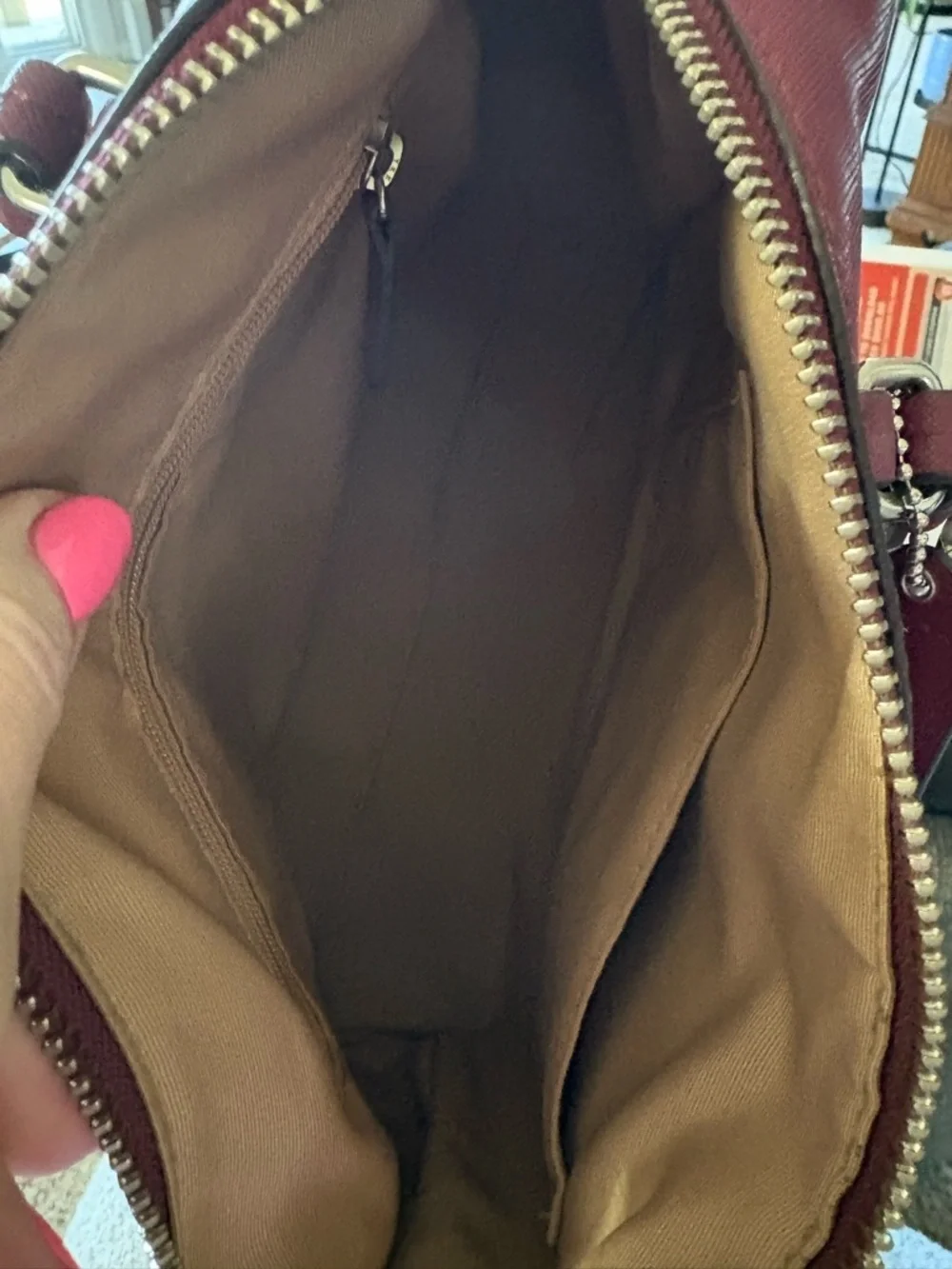 Coach Wine Leather Satchel with Top Handles - Picture 7 of 7